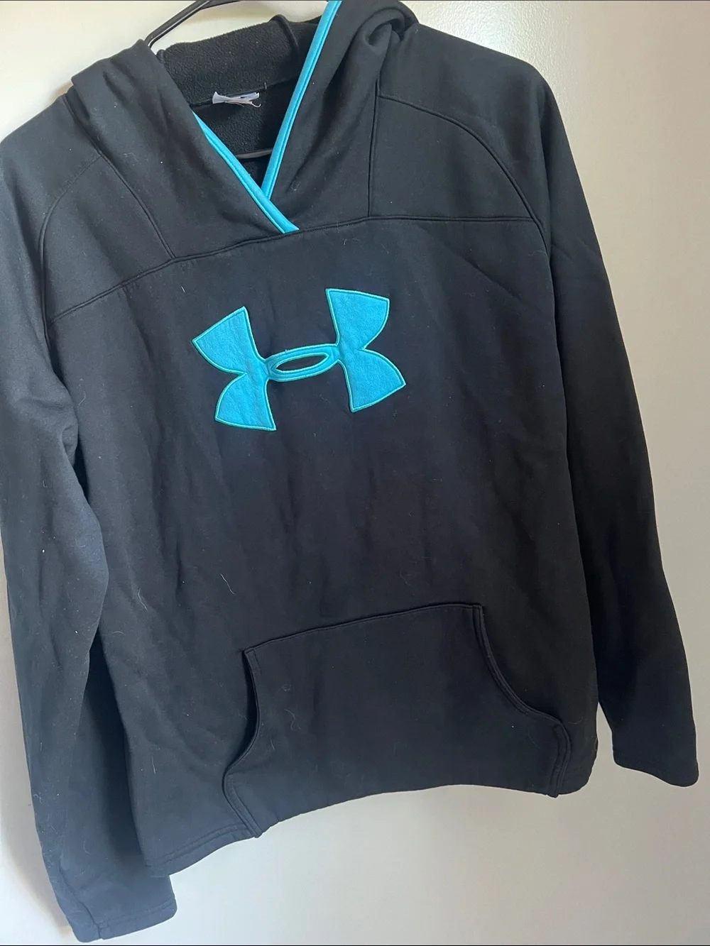 Under Armour Black Hoodie with Teal Logo Trim